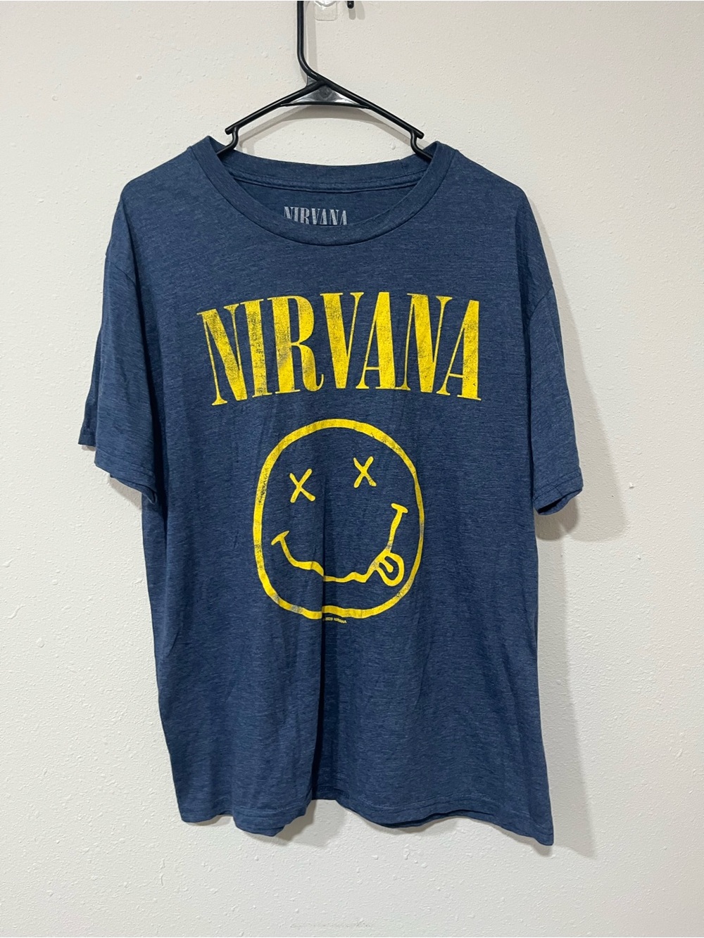 Nirvana Blue Smiley Face Band Tee Size L